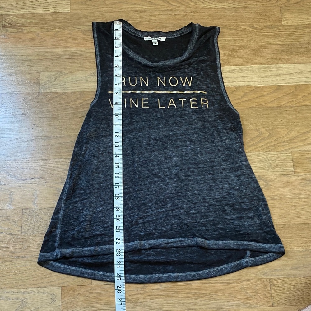 Express Black Muscle Tee with Gold Text Run Now Wine Later - Picture 4 of 6